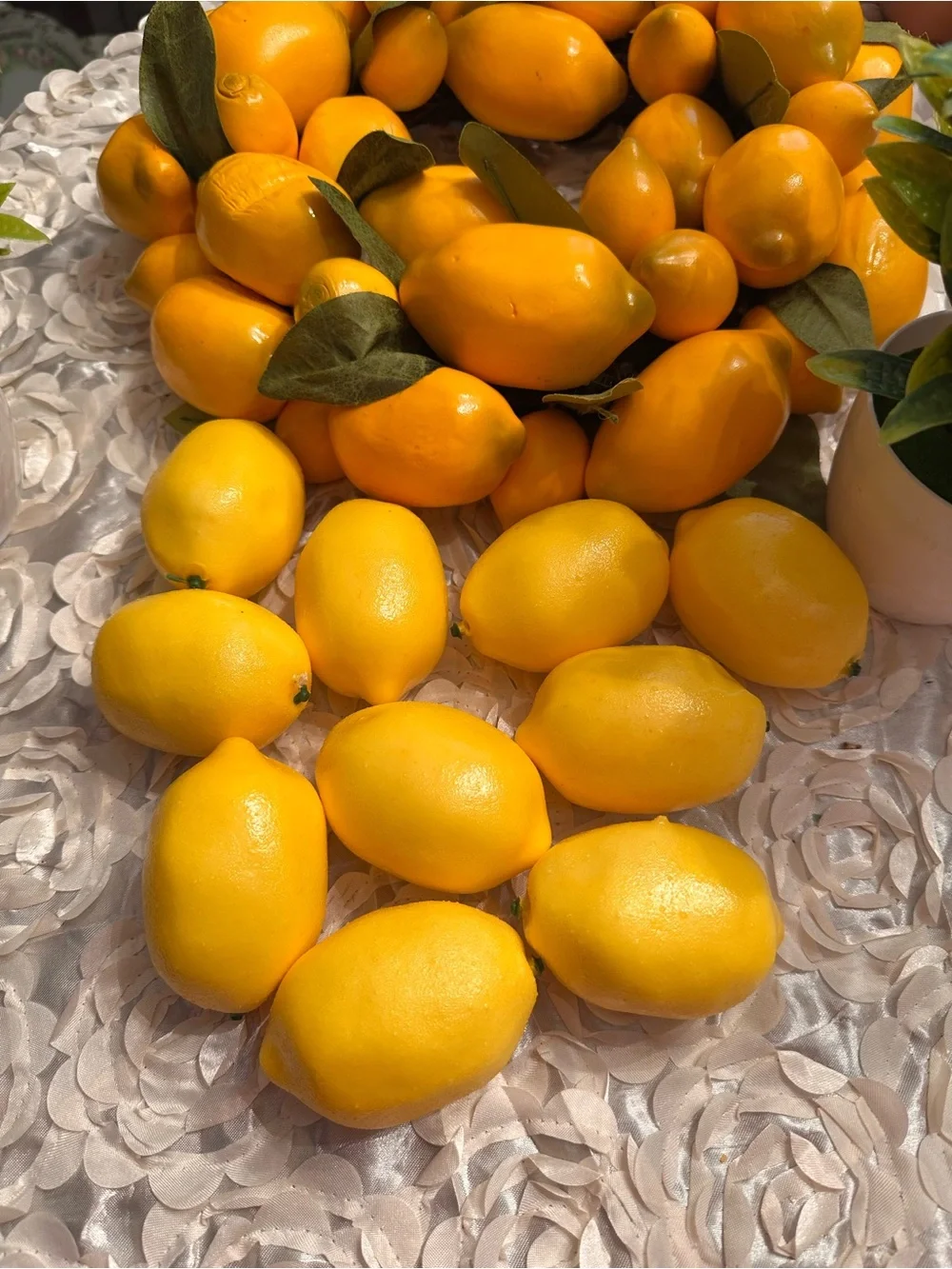 Martha Stewart Yellow Lemon Fruit Wreath with GreenLeaves also 2 small trees 10